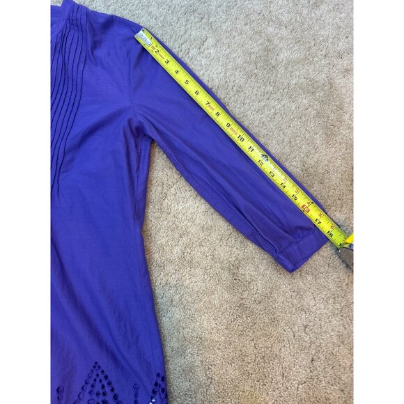 Coldwater Creek Purple Eyelet Hem Button-Up Tunic XS 4-6 - Picture 13 of 14